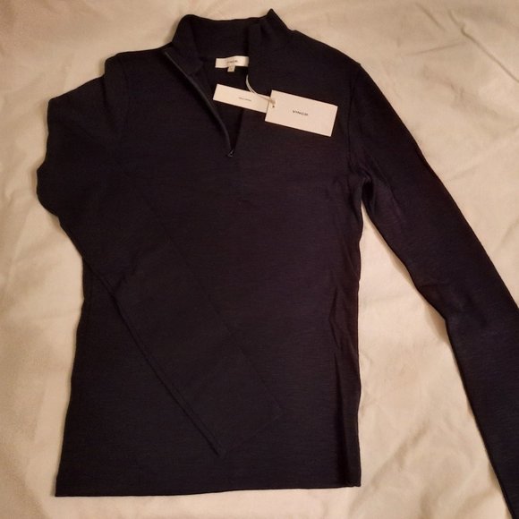 NWT Vince Long sleeve Half Zip Mock Neck Pullover in Coastal. Size small. - Picture 8 of 9